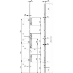 Serrure 3 Points à Larder ISEO Electa Inox à Pêne Réversible - Têtiere Plate - 1860x24x3 - Axe 35 - 785111352 -Optimal Serrures Magasin 8602744 2