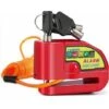 Antivol Moto Bloque Disque Avec Alarme De 110dB, Antivol Scooter Bloc Disque Moto Alarme Pour Moto/Vélo/Scooter, 3 Clés, 1,5m Câble De Rappel, Rouge