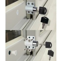 Lot De 4 Verrou De Sécurité Porte Fenêtre Avec Clé, Sécurité Fenêtre Enfant, Verrou Porte Coulissante Placard Patio Bolt Anti-vol Limite Restricteur Serrures Pour Bebe, Noir -Optimal Serrures Magasin 87189005 5