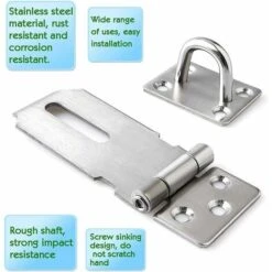 Un Ensemble De 2 Boucles Et Agrafes, Un Ensemble De 2 Boucles De Porte En Acier Inoxydable Boucle De Porte Serrure De Porte Serrure De Porte Serrure De Porte Fenêtre Armoire Garage Jardin -Optimal Serrures Magasin 88108548 3