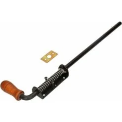 KOTARBAU Verrou à Ressort 480 Mm - Noir - Inoxydable - Poignée En Bois Résistante Aux Intempéries - Avec Ressort -Optimal Serrures Magasin 88141457 5