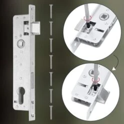KOTARBAU Serrure à Larder 90/20 Mm, DIN Droite Et Gauche, Pour Porte, à Cylindre Profilé Et à Cadre Tubulaire, Avec Contre-plaque, En Acier Galvanisé, De Qualité Supérieure, Inoxydable -Optimal Serrures Magasin 88142216 5