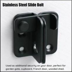 Verrou De Porte Coulissante Cadenas Moraillon Serrure De Porte Loquet De Verrouillage De Boucle Crochet Antivol, Finition Noire Mate En Acier Inoxydable -Optimal Serrures Magasin 88675864 4