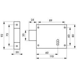 THIRARD - Serrure Horizontale En Applique à Clé Pour Porte De Cave, Pêne Seul, Gauche, Axe 60mm, 110x80mm, Noir, 1 Clé -Optimal Serrures Magasin 8904587 3
