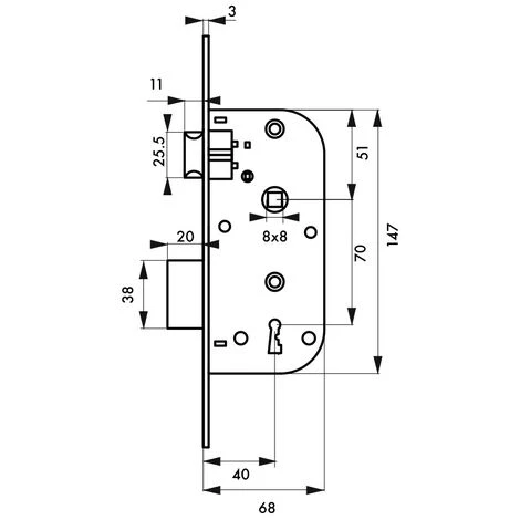 THIRARD - Serrure Encastrable à Clé Pour Porte De Chambre, 1/2 Tour, Axe 40mm, Bouts Carrés, 1 Clé 2 THIRARD - Serrure Encastrable à Clé Pour Porte De Chambre, 1/2 Tour, Axe 40mm, Bouts Carrés, 1 Clé – Image 2