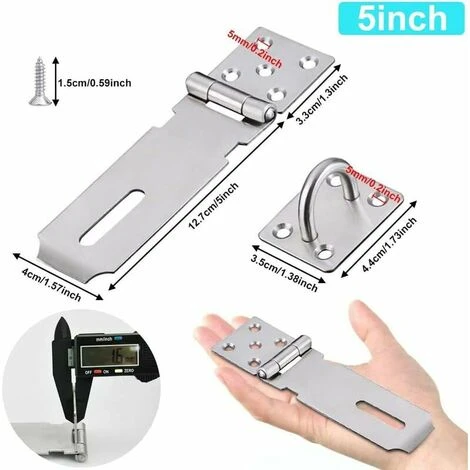 2 Pcs Porte Cadenas En Acier Inoxydable 5 Pouces Fermoir Cadenas Antirouille Durable Avec Vis Loquet De Porte Robustes Anti-corrosion Pour Portes Placard Armoire Tiroir Meubles - Argent 2 2 Pcs Porte Cadenas En Acier Inoxydable 5 Pouces Fermoir Cadenas Antirouille Durable Avec Vis Loquet De Porte Robustes Anti-corrosion Pour Portes Placard Armoire Tiroir Meubles - Argent – Image 2
