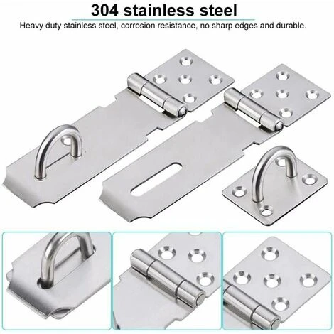 2 Pcs Porte Cadenas En Acier Inoxydable 5 Pouces Fermoir Cadenas Antirouille Durable Avec Vis Loquet De Porte Robustes Anti-corrosion Pour Portes Placard Armoire Tiroir Meubles - Argent 3 2 Pcs Porte Cadenas En Acier Inoxydable 5 Pouces Fermoir Cadenas Antirouille Durable Avec Vis Loquet De Porte Robustes Anti-corrosion Pour Portes Placard Armoire Tiroir Meubles - Argent – Image 3