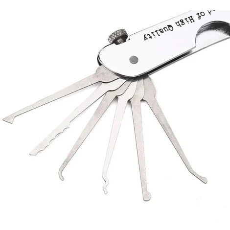 Ensemble De Crochetage De Serrure Pliable 7 En 1 Ensemble De Crochets De Verrouillage En Acier Inoxydable Avec Cle Kit 4 Ensemble De Crochetage De Serrure Pliable 7 En 1 Ensemble De Crochets De Verrouillage En Acier Inoxydable Avec Cle Kit – Image 4