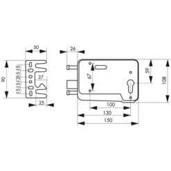 THIRARD - Boitier De Serrure En Applique à Double Entrée Pour Portillon, Réversible, 150x108mm, Axe 130mm, Gris -Optimal Serrures Magasin 8945467 2