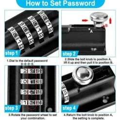 Loquet De Verrouillage à Combinaison Verrou à Combinaison à 4 Chiffres Verrou De Porte à Code Mécanique Serrure Sans Clé Glissière Verrou De Porte Inviolable Pour Armoire Jardin -Optimal Serrures Magasin 89947750 3