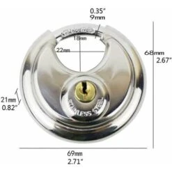70mm Grand Cadenas De Distribution En Acier Inoxydable Forme Ronde Gâteau Serrure Entrepôt Porte Disque Chaîne Antivol Serrure Avec 2 Clés -Optimal Serrures Magasin 90619861 4