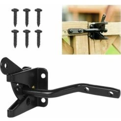 Verrou De Porte Automatique Noir, Serrure De Jardin Automatique, Verrou De Portail, Avec 6 Vis, Pour Patio/Jardin/Porte