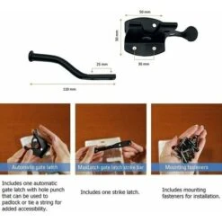 Verrou De Porte Automatique Noir, Serrure De Jardin Automatique, Verrou De Portail, Avec 6 Vis, Pour Patio/Jardin/Porte -Optimal Serrures Magasin 90750106 3