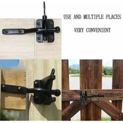 Verrou De Porte Automatique Noir, Serrure De Jardin Automatique, Verrou De Portail, Avec 6 Vis, Pour Patio/Jardin/Porte -Optimal Serrures Magasin 90750106 4