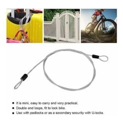 Double Cadenas De Sécurité Portatif, Câble De Verrouillage De Sécurité En Acier Inoxydable à Double Boucle Pour Vélo, Câble De Boucle De Verrouillage De Scooter De Bicyclette-Transparent -Optimal Serrures Magasin 91086933 3