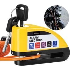 Bloque Disque Moto Alarme 110db Antivol Moto, Alarm Disc Lock Electrique Avec 1.5m Câble Rappel, Sac Portable, Cadenas Anti Vole Pour Motocycle Velo Vespa Moped Moto Cross
