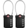 Cadenas Valise, TSA Serrures à Bagages à Combinaison 4 Chiffres Avec Alarme D'ouverture, Cadenas Casier De Câble Pour Gymnastique (2 Pièces, Noir)