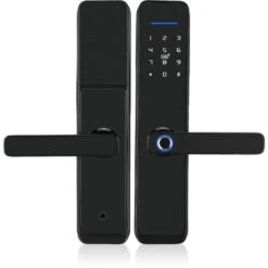 Serrure De Porte Biométrique Avec Empreinte Digitale, Serrure De Poignée De Porte électronique WiFi, Mot De Passe D'empreintes Digitales IC Card APP Clé à Distance Déverrouiller Le Levier De Porte Ava