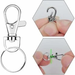 Anneaux Porte Clef, Crochet Porte Clef, Porte Clef Mousqueton,Attache Porte-clés,Fermoir Mousqueton,Mousqueton Pivotant,Métal Pivotant Keychain,Bricolage Accessoires Pour Lanières Bijoux -Optimal Serrures Magasin 93283849 4