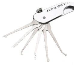 Kit De Crochetage De Serrure Pliable 7 En 1 En Acier Inoxydable Kit De Crochetage Avec Clé Kit De Formation Compact Pour Débutants Professionnels, Argent -Optimal Serrures Magasin 93941010 4
