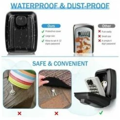 Boite A Clefs Murale Grande Boîte à Clé Sécurisée Etanche Boîte à Clef Extérieur Avec 12 Code Antirouille Résistant Aux Intempéries Cofre Fort A Cle Robuste Pour Maison école Bureau Usine, Fonepro -Optimal Serrures Magasin 94720144 3
