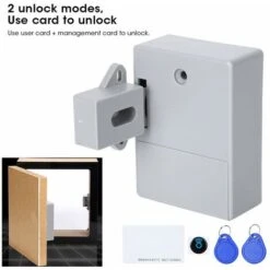 Serrure D'armoire Intelligente 125KHz, Ouverture De Carte RFID électronique Pour Bibliothèques De Sauna, Usines Et Bureaux De Garde-Robe - Sans Perceuse(Gris) -Optimal Serrures Magasin 95085035 4