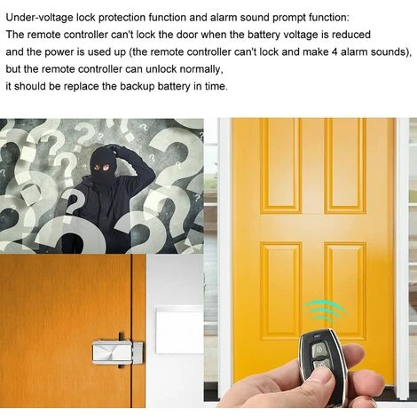 Serrure De Porte Électrique, Serrure De Télécommande Intelligente Serrure Antivol Mécanique Serrure De Porte Sécurité Antivol Forte Avec Quatre Télécommandes Portesécurité à Domicile Serrure Porte 3 Serrure De Porte Électrique, Serrure De Télécommande Intelligente Serrure Antivol Mécanique Serrure De Porte Sécurité Antivol Forte Avec Quatre Télécommandes Portesécurité à Domicile Serrure Porte – Image 3