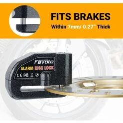 Antivol Moto Bloque Disque Bloc Disque Avec Alarme De 110dB Disc Lock Scooter Vélo, 2 Clés/1 Clé En L/Piles De Rechange/Câble De Rappel 7mm Epaisseur Disque De Frein Cadenas VTT Noir -Optimal Serrures Magasin 95474953 3