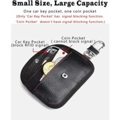Lot De 2 étuis Bloqueurs De Signal Pour Clés De Voiture Bloquant Les Signaux RFID Pour La Sécurité De La Voiture, Protection Antivol à Distance (Cuir Véritable, Noir) -Optimal Serrures Magasin 95505140 3