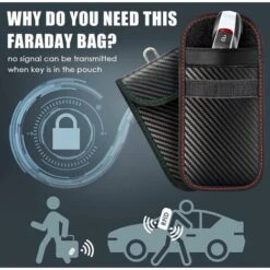 Pochette Etui Anti RFID Cle Voiture, Lot De 2 Signal Blocage Faraday Pochette Sac De Faraday, Pochettes Blocage Signal RFID Pour Clé Voiture -Optimal Serrures Magasin 95505624 3
