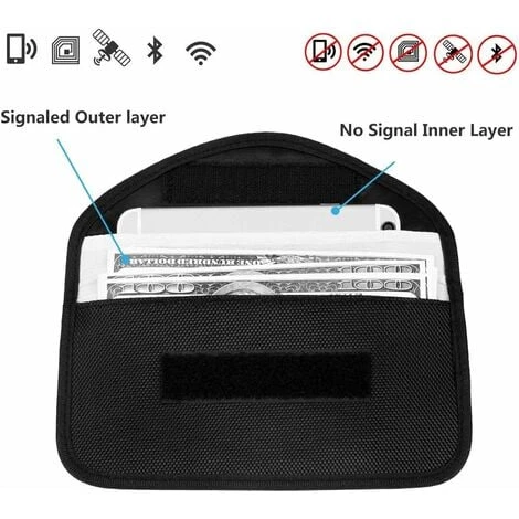 2X Sac Pour Signal RFID Gratuit Faraday RFID Anti-Theft Bag Pour Le Blocage Des Clés De Poche Pour Voiture, Faraday RFID Key Fob Bag - (Noir) 3 2X Sac Pour Signal RFID Gratuit Faraday RFID Anti-Theft Bag Pour Le Blocage Des Clés De Poche Pour Voiture, Faraday RFID Key Fob Bag - (Noir) – Image 3