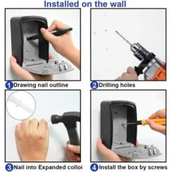 Boite à Clé Sécurisée, Supérieur Grand Clés Boîte, Coffre à Clé Avec Code Numérique à 4 Chiffres, Boite A Clef Mural Sécurisé Pour Intérieur Extérieur Maison Bureau Garage École Gymnase -Optimal Serrures Magasin 95971520 4