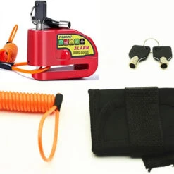 Antivol De Disque De Moto Avec Alarme 110 DB, Alarme Antivol De Disque De Moto Pour Moto/vélo/scooter, 2 Clés, Câble D'alerte De 1,5 M, Batterie De Rechange, Rouge -Optimal Serrures Magasin 97245654 5