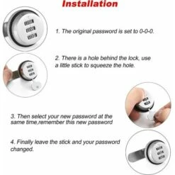 Verrous De Sécurité à Combinaison Avec Code Par Mot De Passe Pour La Sécurité Des Boîtes, Tiroirs, Boîtes Aux Lettres, Portes, Meubles ( Argent) -Optimal Serrures Magasin 97447229 3