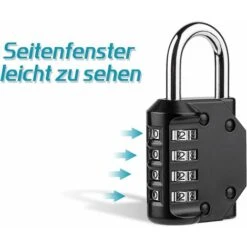 Serrure à Combinaison, Serrure à Combinaison 2 Pièces Cadenas à 4 Chiffres Cadenas De Gymnastique Réarmable Résistant Aux Intempéries Serrure à Combinaison Pour Porte D'école Cltures De Jardin (noir) 9 Serrure à Combinaison, Serrure à Combinaison 2 Pièces Cadenas à 4 Chiffres Cadenas De Gymnastique Réarmable Résistant Aux Intempéries Serrure à Combinaison Pour Porte D'école Cltures De Jardin (noir) -Optimal Serrures Magasin 97633806 5