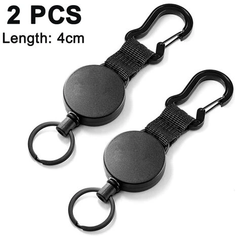 2 Pièces Porte-clés Rétractable Noir Boucle De Traction élastique Clé Rétractable Avec Câble En Acier 1 2 Pièces Porte-clés Rétractable Noir Boucle De Traction élastique Clé Rétractable Avec Câble En Acier