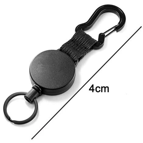 2 Pièces Porte-clés Rétractable Noir Boucle De Traction élastique Clé Rétractable Avec Câble En Acier 5 2 Pièces Porte-clés Rétractable Noir Boucle De Traction élastique Clé Rétractable Avec Câble En Acier – Image 5