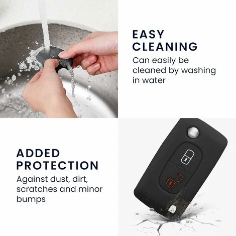 Accessoire Clé De Voiture Compatible Avec Peugeot Citroen Clef De Voiture 2-Bouton(Noir)- Coque En Silicone Souple Pour Clef De Voiture 4 Accessoire Clé De Voiture Compatible Avec Peugeot Citroen Clef De Voiture 2-Bouton(Noir)- Coque En Silicone Souple Pour Clef De Voiture – Image 4