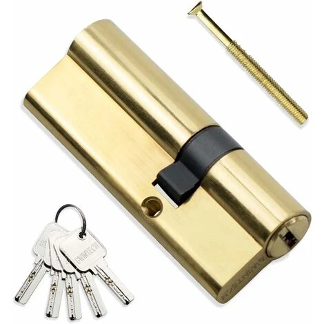 LECHUANG 1 Pièce Cylindre En Laiton Euro 30/50 Mm, Serrure à Cylindre Clé/clé 80 Mm Avec 5 Clés Horizontales En Laiton, Anti-crochetage, Anti-perçage, Anti-claquement, Anti-choc, Finition Laiton Poli 1 LECHUANG 1 Pièce Cylindre En Laiton Euro 30/50 Mm, Serrure à Cylindre Clé/clé 80 Mm Avec 5 Clés Horizontales En Laiton, Anti-crochetage, Anti-perçage, Anti-claquement, Anti-choc, Finition Laiton Poli