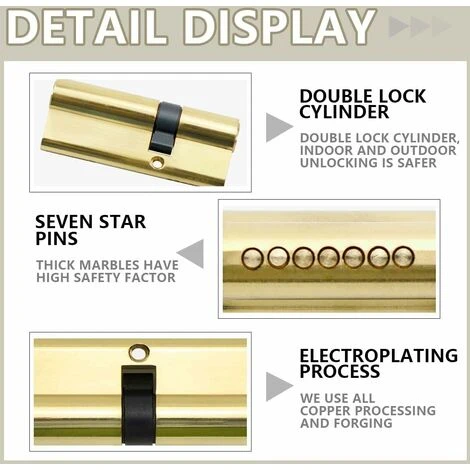 LECHUANG 1 Pièce Cylindre En Laiton Euro 30/50 Mm, Serrure à Cylindre Clé/clé 80 Mm Avec 5 Clés Horizontales En Laiton, Anti-crochetage, Anti-perçage, Anti-claquement, Anti-choc, Finition Laiton Poli 4 LECHUANG 1 Pièce Cylindre En Laiton Euro 30/50 Mm, Serrure à Cylindre Clé/clé 80 Mm Avec 5 Clés Horizontales En Laiton, Anti-crochetage, Anti-perçage, Anti-claquement, Anti-choc, Finition Laiton Poli – Image 4